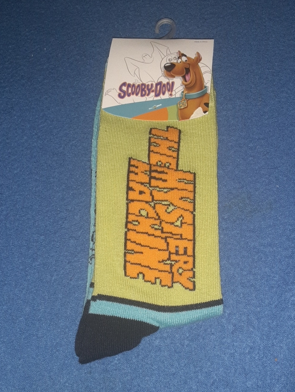 Scooby-Doo Men's Crew Socks in Lime Green & Black